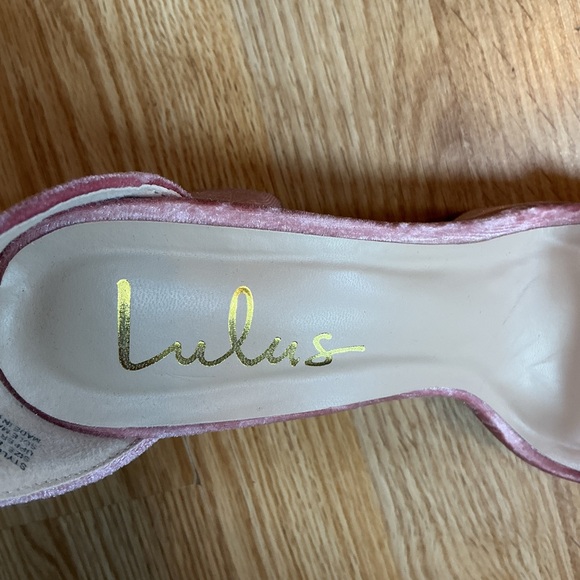 Lulu's Pink Velvet Ankle Strap Heels - Picture 3 of 7